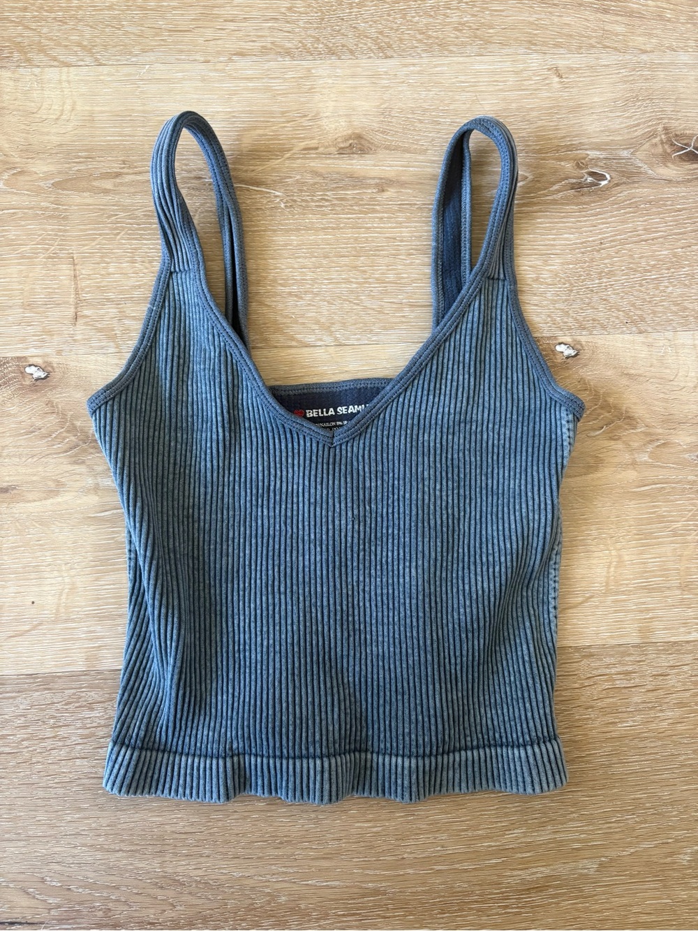 Washed Ribbed V-Neck Tank Top